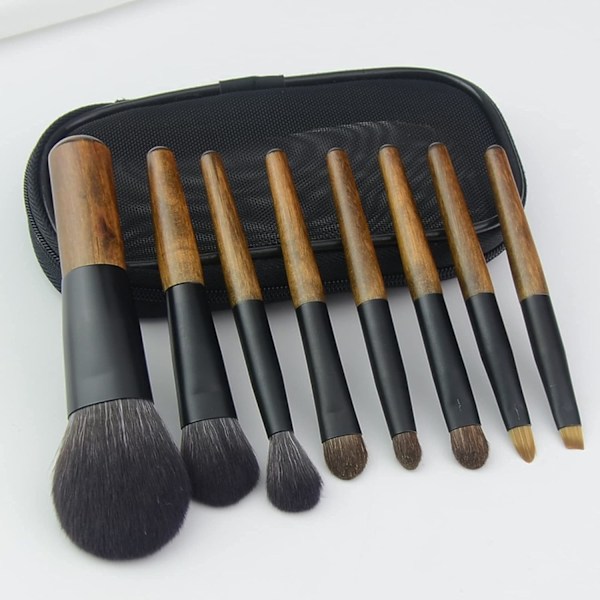Mini makeup borste set med resefodral