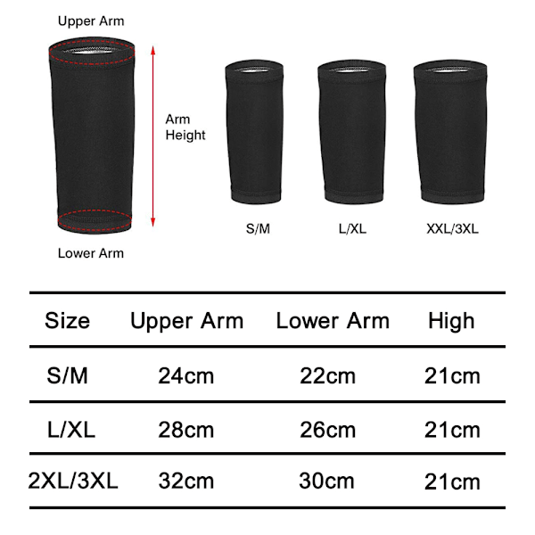 Sauna arm shaper til vægttab, sort udvendig og sølv indvendig, 2XL/3XL