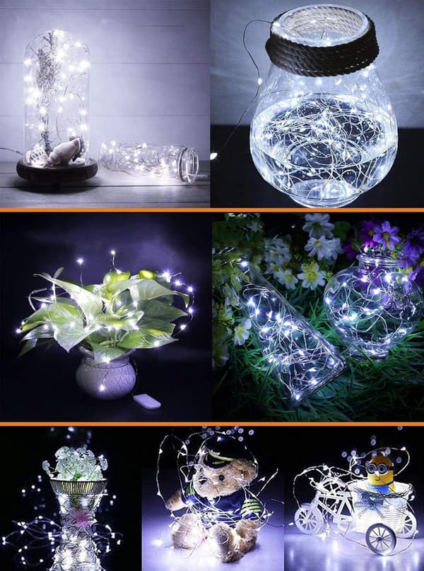 12 pakker batteridrevne fe-lys, 20 LED 2M kobber fe-lys