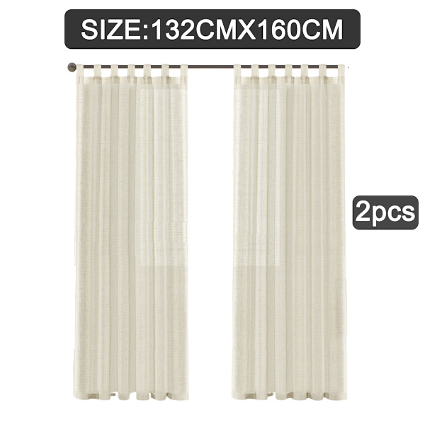 Lin gardin i linlook, halvtransparent med hemper, til stue, hus
