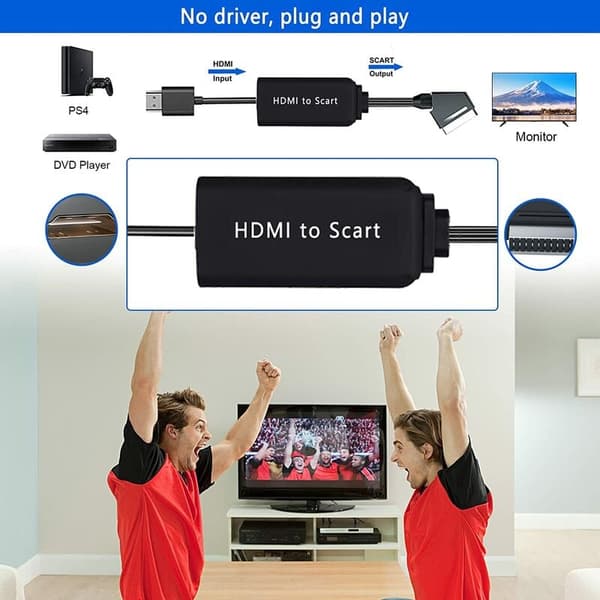 Multimedieadapter, 1080P HD-videokonverter for Scart til HDMI-transformasjon