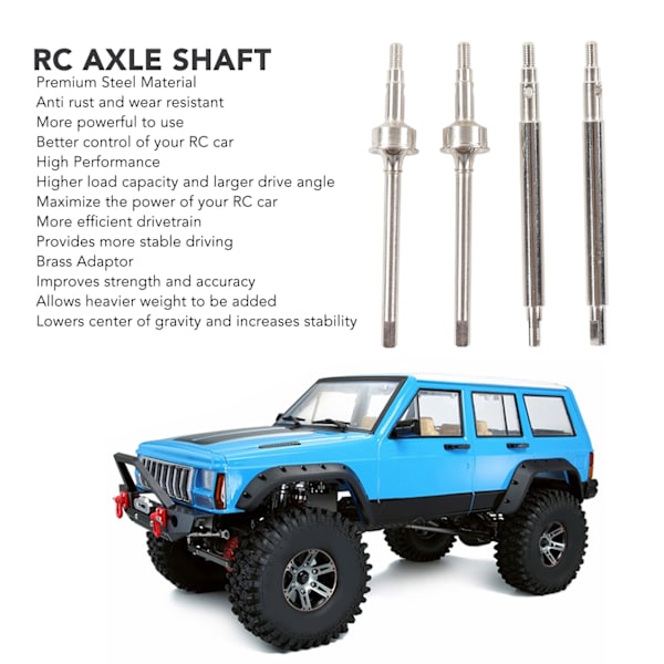 RC Front Rear Drive Shaft Replacement Steel RC CVD Axle med 8mm Messing Adapter for Traxxas 1/18 Bil Sølv