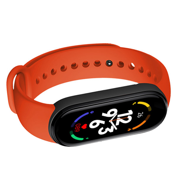 M7 Smart Armbånd Multifunksjon Silikon Dynamisk Farge Stor Skjerm Fitness Watch Band for Hjertefrekvens Søvn Overvåking Rød
