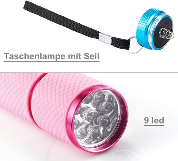 4 kpl LED-taskulamppu, minitaskulamppu fluoresoivalla kahvalla