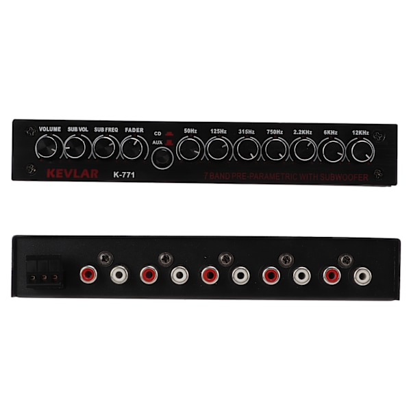 Biljud Grafisk Equalizer Universal Lågpass 7-Band Variabel Förstärkningsjustering Hög Nivå Ingång EQ för Stereosystem
