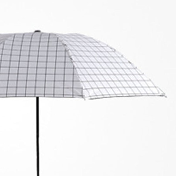 Bärbart Paraply Tri Fold 8 Ribbor Regn Sol Dubbel Användning Vindtätt Vikbart Rutmönstrat Paraply för Utomhusresor Vit