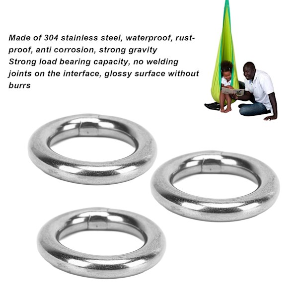 7 stk. Metal O-ring Vandtæt Rustfri 304 Rustfrit Stål Stærk Belastningsbærende Sømløs Svejset Rund O-ring 8x35mm