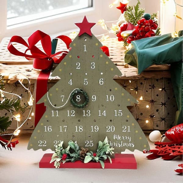 Rustikk julekalender i tre med nedtelling, 3 stk.