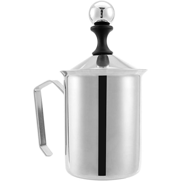 Latte Cappuccino Skummaskin, Manuell Mjölkskummare, Enkel Mjölkskumning, Hållbart Rostfritt Stål, Tjockt Krämigt Skum, Ergonomisk Kolv För Kaffemjölk