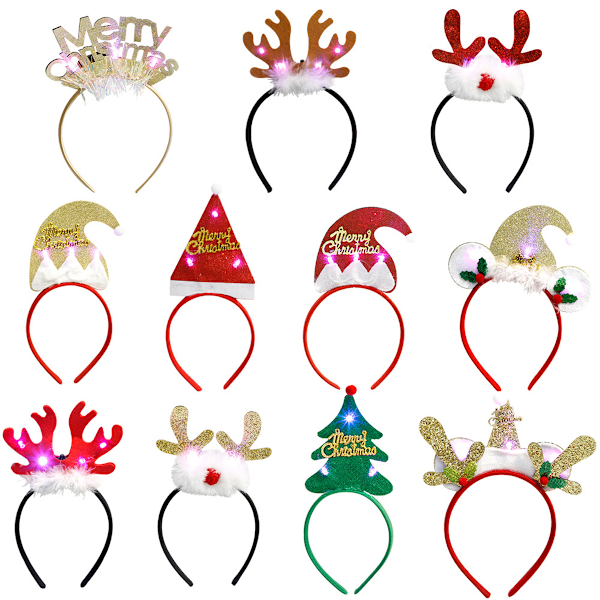 Festliga Julpannband, Jultomtedesign, Glänsande Gröna Rosetter, Musöron för Kvinnor &amp; Flickor, Unika Håraccessoarer för Högtider, One Size