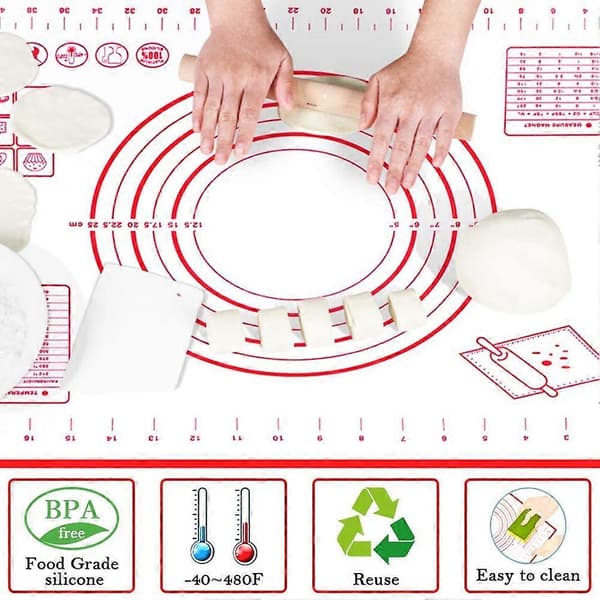 Silikonbakeunderlag med deigskrape, lette og klebefrie bakeunderlag for baking og matlaging 40 * 30cm