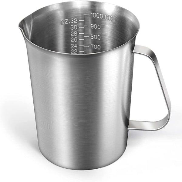 Modern Måttkopp med Robust Grepp för Pålitlig Hantering, Rostfritt Stål Okrossbar 1000ML, Solid Handtag, Kraftig för Daglig Användning, Lätt att