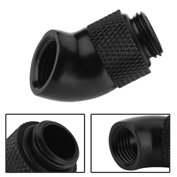 G1/4" Thread 45 Degree Bend Angle Rotary Fitting Adapter for CPU Water Cooling Black