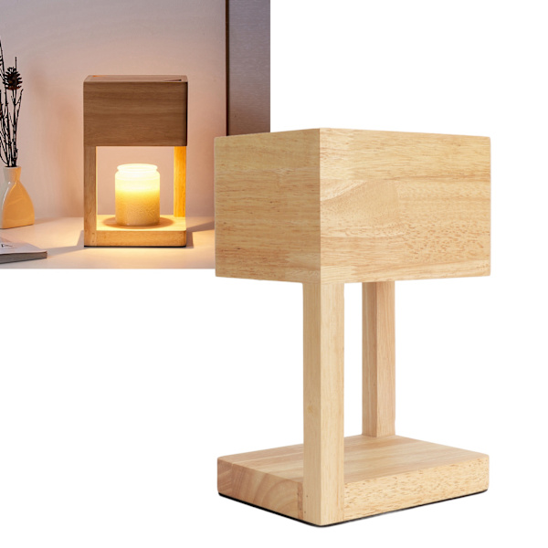 Doftljusvärmare Lampa Doftande Vaxsmältning Dimbar Trä Ljusvärmare Lykta för Sovrum 110‑240V EU-kontakt