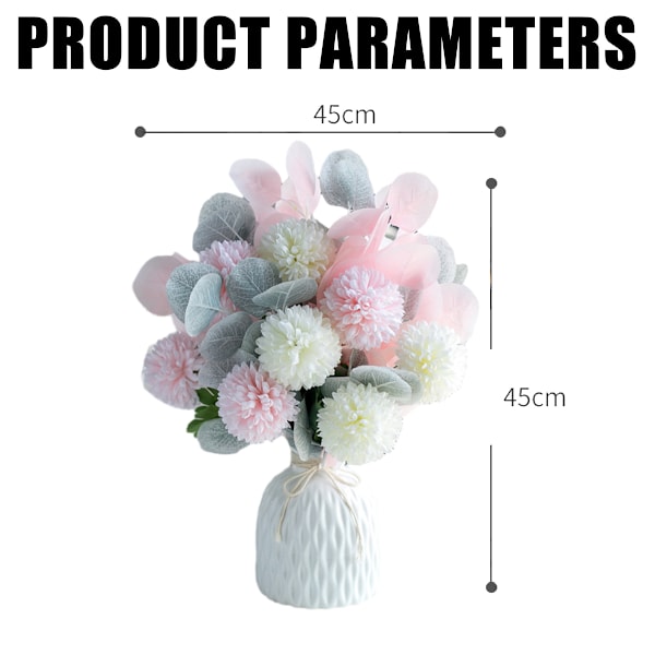 Kunstige blomster og vaser med eukalyptusbuketkombination