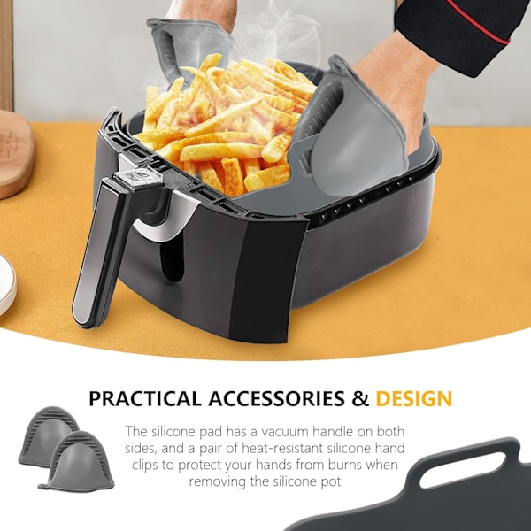 Airfryer Silikonform, Återanvändbar Silikoninsats, Non-Stick Diskmaskinsäker Livsmedelsgodkänd Silikon för Enkel Rengöring, Bättre Luftcirkulation & Jämn Värme