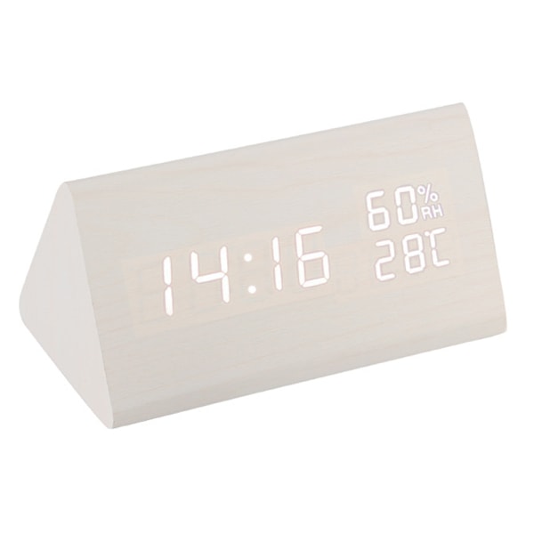 Digital träväckarklocka, USB-driven sängklocka med LED-display