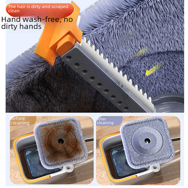 Mop for Late Hjemme - Håndfri Mopping Artifact - Rengjøring og Skitt Separasjon - Automatisk Roterende Mop - Flat Mop - Rengjøringsmop