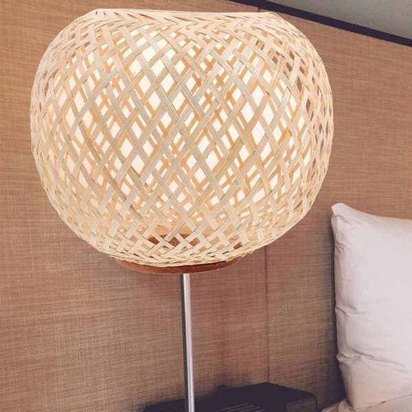 Khaki bambu lampskärm rustik skrivbordslampa ljusskydd 2 st