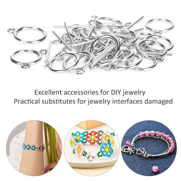 100 sett Toggle Clasps Legering 2mm OT Spenne DIY Smykkefremstillingsrekvisita for Halskjede ArmbåndSølv