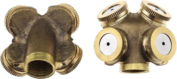 2-pack 4-håls 1/4\" mässingsdimmunsmunstycke slangdimmunsmunstycke för