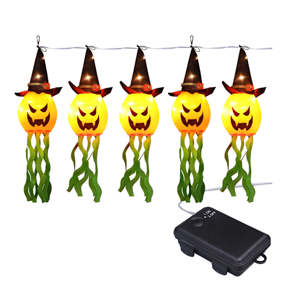 Mystisk Atmosfär Halloween Dekorationer, Vattentät Lysande Pumpa Häxhatt För Inomhus Prydnader Och Utomhus Ljusslingor (5 st)