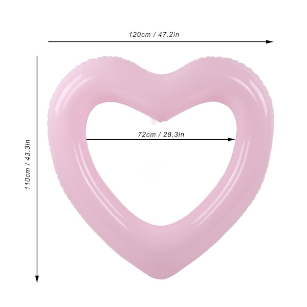 Sydämenmuotoinen uimarengas 120cm paksu repeytymätön PVC-materiaali Ilmatäytteinen uima-allasrengas uima-allasjuhliin rannat Pinkki