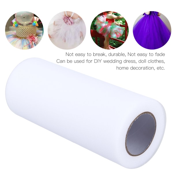 Tulle rull 100 meter farge dekorativt nett håndverk for DIY dukkeklær bryllupsdekorasjon hvit
