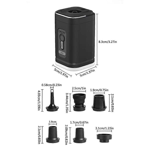 Mini ultralätt luftpump, bärbar trådlös elektrisk luftpump, luftkompressor för uppblåsning/tömning för ryggsäckar Black
