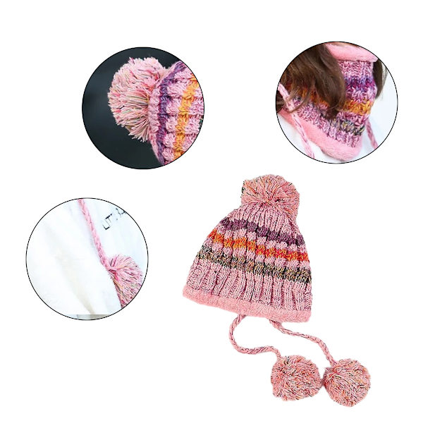 Stickad mössa och halsduk set för kvinnor, vintervarm tjock virkad bobble mössa