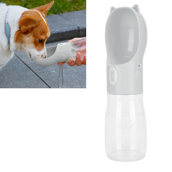 Dog Water Bottle Leakage Proof Dishwasher Safe Portable Pet Drinking Bottle for Cat Puppy Rabbit 380ml Gray S