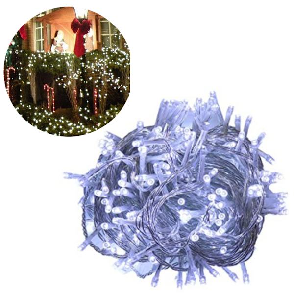 10M 80 LED ljusslinga utomhus kall vit julbelysning