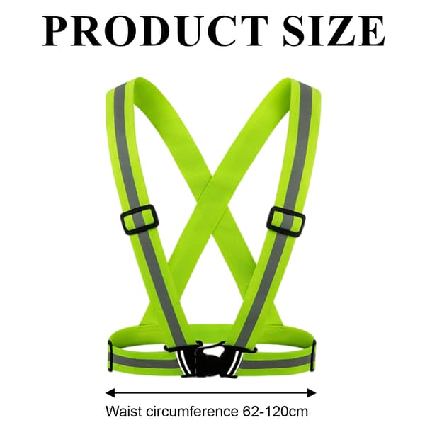 Elastisk Justerbar Refleksvest 1 Full Stropp Nattløping Trafikk Nattkonstruksjon 2 Full Vest Green