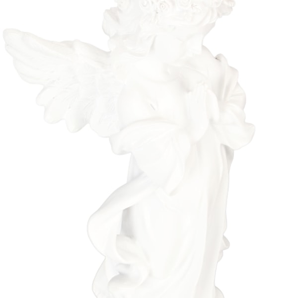 Baby Angel Statue Hvit 10,8in Høy Håndskåret Rike Detaljer Holdbar Harpiks Cherub Figur for Hage Familie Kontor