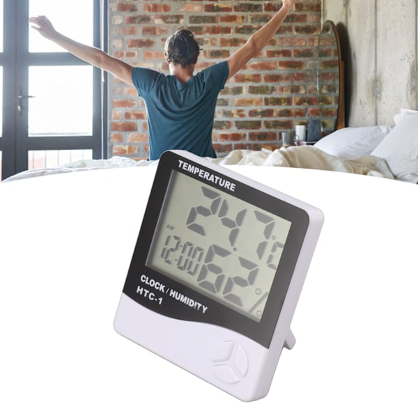 Indendørs termometer med høj nøjagtighed med stor skærm alarmfunktion digitalt hygrometer til hjemmet soveværelse