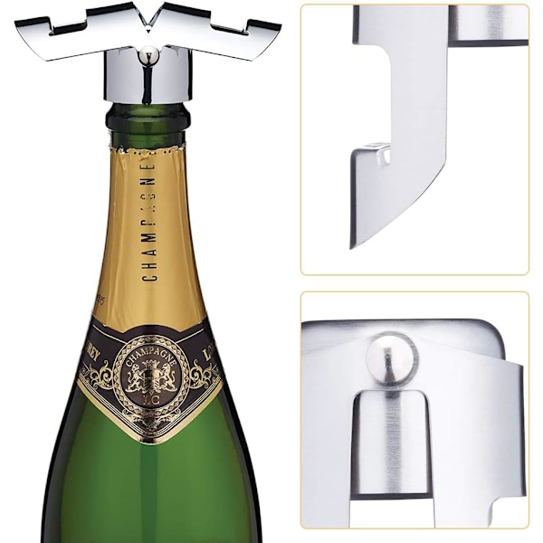 Champagnestopper, Elegant Mousserande Vinbevarare Säkerställer Noll Läckage Och Lufttäthet, 2-pack Rostfritt Stål Med Livsmedelsgodkänd Silikon För Tät Förslutning