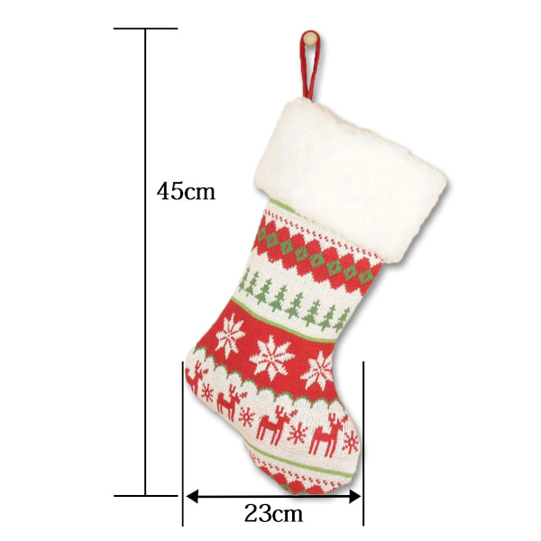 Julstrumpor för Familjehelg, Stickade Rustika Julstrumpa Ornament Set för Dekorationer (Klassisk Röd Buffelpläd, 4)