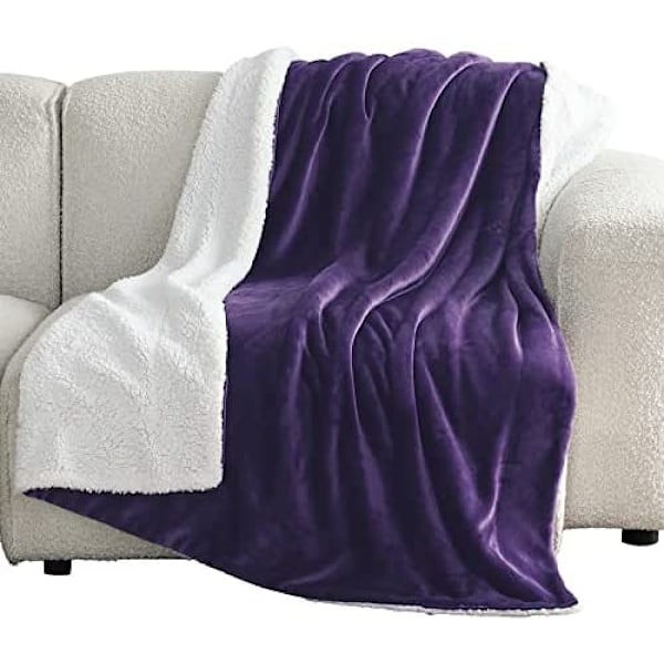 Sherpa Fleece Filt för Soffa, Ultra Mjuk Vändbar Filt för Alla Årstider, Mysig och Varm för Varje Rum, Grå, 127x152 cm