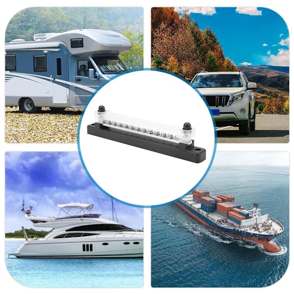 12 Terminal Bus Bar 150A BusBar Block med Transparent Deksel for Bil Båt Marine Caravan RV