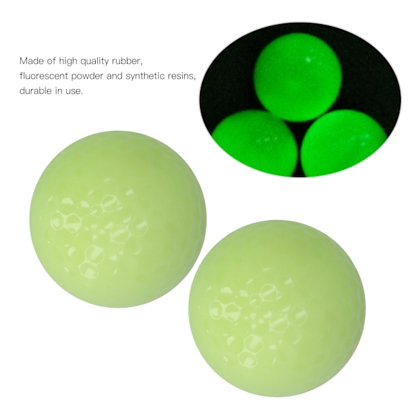 6 st/set Luminous Golfboll Dubbelskikts Natt Fluorescerande Golfbollar för Golfträning