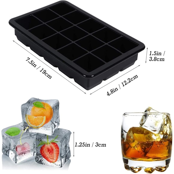 Flexibla Stora Isbitsformar, Långsamt Smältande Fyrkantiga Isbitar Med Oberoende Fackdesign För Din Perfekta Cocktailupplevelse,