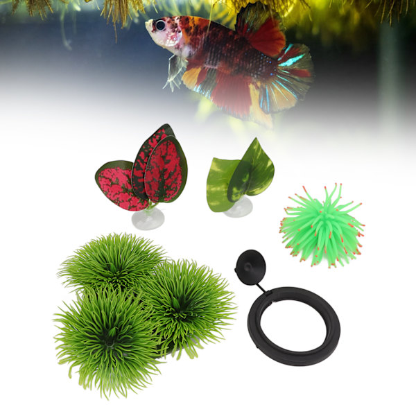 5Pcs Betta Fish Leaf Pad Aquarium Simulation Leaf Ornament Betta Fish Feeder Spawning Rest Leaf Set