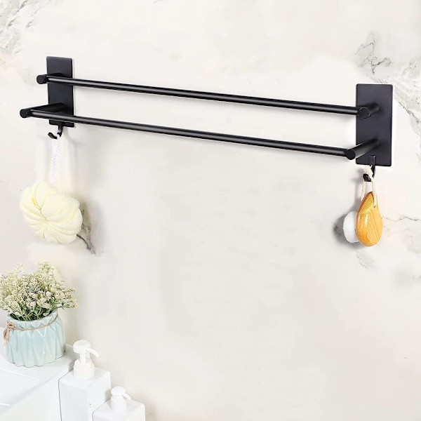 Mångsidig självhäftande handdukshängare, platsbesparande aluminium 6-lagers skydd rostbeständig fritt infällbar handdukstork för badrum kök (40cm,