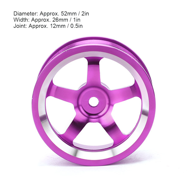 4 st 1/10 aluminiumlegering hjulnav tillbehör RC-delar passar för HSP 94123 Touring Drift CarPurple