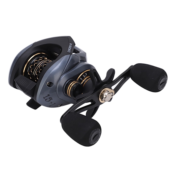 Baitcasting-rulle Fiske Rulle Hjul 7.2:1 Förhållande 18+1BB med Mikrotrådskopp Dubbla Bromssystem för Alla Vatten (Högerhänt)