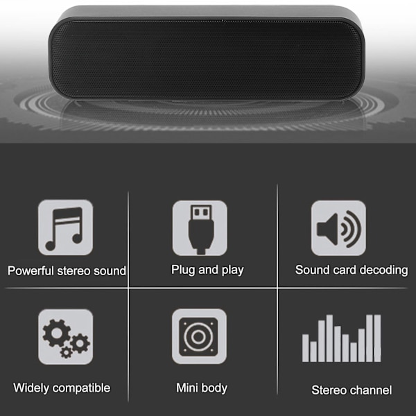 USB-højttaler Mini-højttalerboks Indbygget Dekodet Lydkort Stereo Soundbar Computer-højttaler