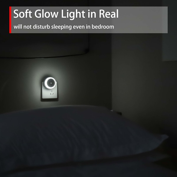 Plug-in Bekväm Nattlampa, Kompakt Design Skymningssensor för Sovrum Badrum Kök Hall