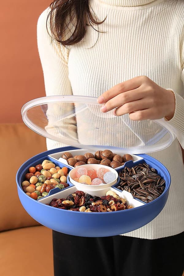 Mångsidig serveringsbricka, elegant design, tungviktig serveringsplatta i plast med brottsäker struktur för födelsedagsfester, babyshower (5\"