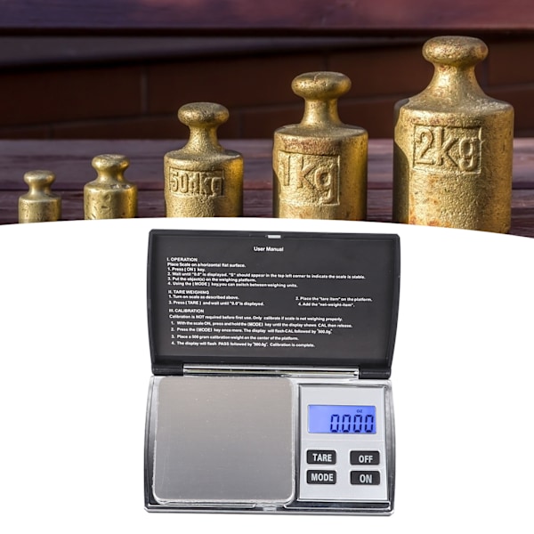 Miniatyr smyckesvåg Hög noggrannhet Lätt bärbar Smart elektronisk digital gramvåg med LCD-display