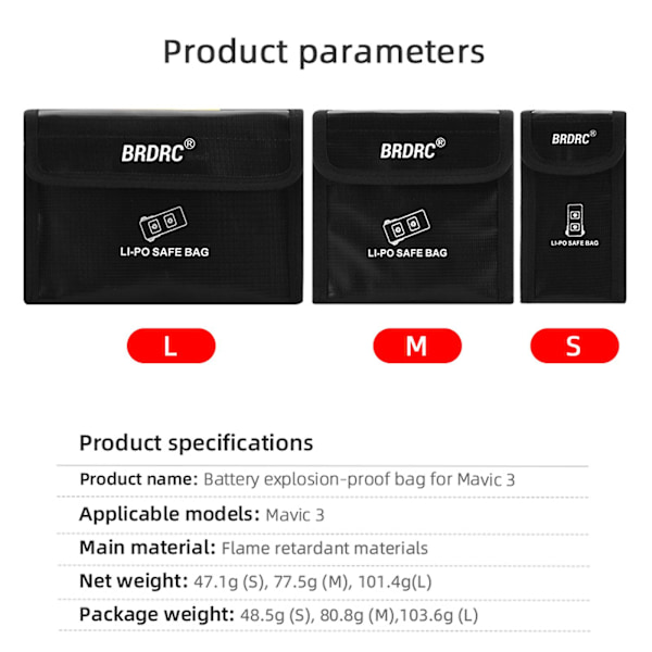 Lipo Safe Batteri Eksplosionssikker Beskyttelsestaske Til Mavic 3 Drone Batteri